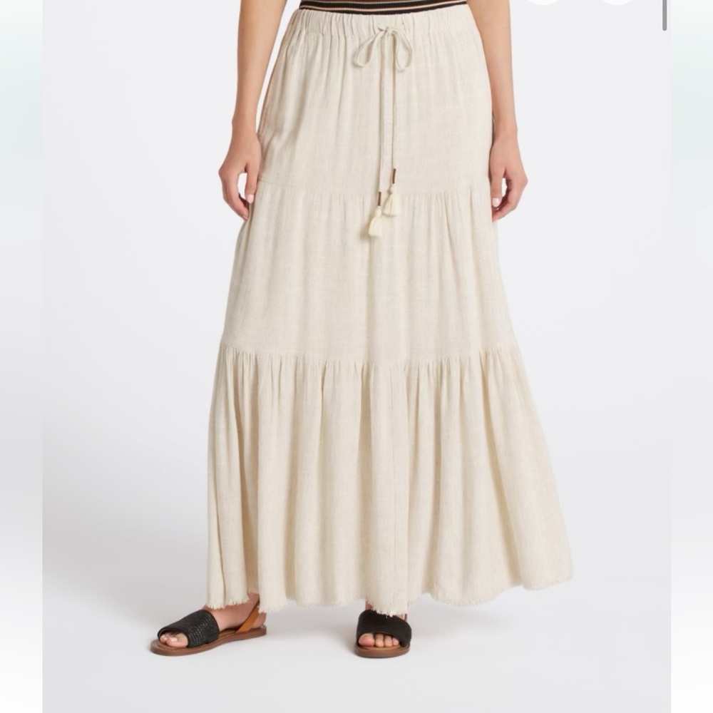 Linen Tiered Drawstring Skirt
